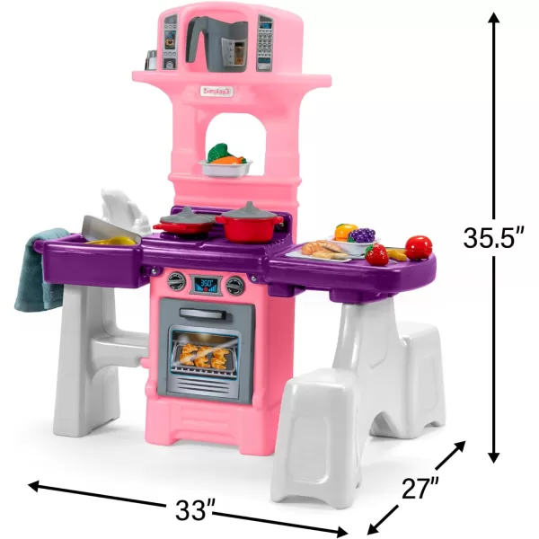 Simplay3 Cooking Kids Dinein Kitchen Set with 2Seat Table and 32 pc Kids Kitchen SetPinkPurple