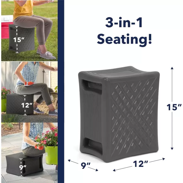 Simplay3 Handy Home 3Level Heavy Duty WorkGarden Seat  12 x 15 x 9  Gray Made in USAGrey