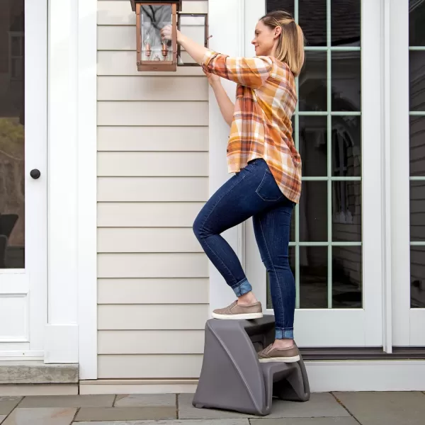 Simplay3 Handy Home Step Stool Plastic TwoStep Stool Seat  Indoor or Outdoor Use  155 x 19 x 16  Tan Made in USAGray 1