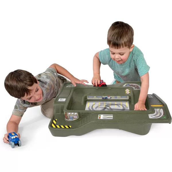 Simplay3 Monster City Extreme Wheels Monster Truck and Car Race Track Table  Red or Green Portable 2 Sided Kids Play Table with 2 Monster Race Trucks  Made in USAMonster Green