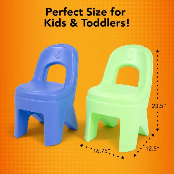 Simplay3 Play Around Kids Chair 2Pack of Toddler Chairs for Play Table  Blue and Lime Green Made in USAPeriwinkle Blue and Lime