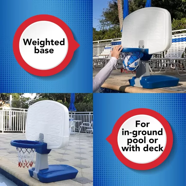 Simplay3 Pooltime Basketball Hoop Game Set for Swimming Pools Includes Ball Pump and Net Blue Ages 8 Made in The USABlue