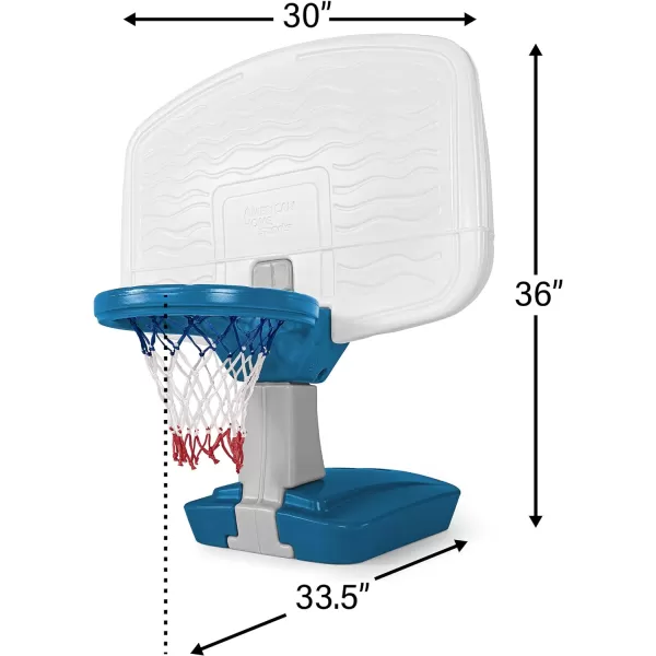 Simplay3 Pooltime Basketball Hoop Game Set for Swimming Pools Includes Ball Pump and Net Blue Ages 8 Made in The USABlue