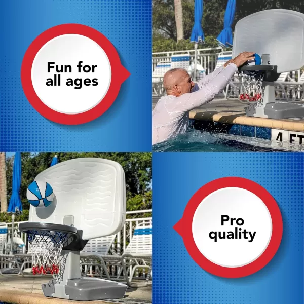 Simplay3 Pooltime Basketball Hoop Game Set for Swimming Pools Includes Ball Pump and Net Blue Ages 8 Made in The USAGray