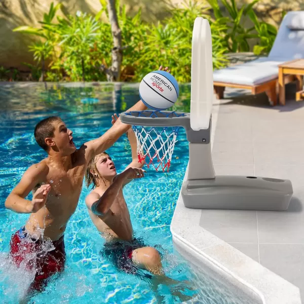 Simplay3 Pooltime Basketball Hoop Game Set for Swimming Pools Includes Ball Pump and Net Blue Ages 8 Made in The USAGray