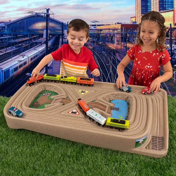 Simplay3 Portable Carry and Go Kids Race Track Toy Car Train Table 2Sided No Assembly for Children 3 4 5 6 7 Years Old Boys Girls Made in USASimplay3 Portable Carry and Go Kids Race Track Toy Car Train Table 2Sided No Assembly for Children 3 4 5 6 7 Years Old Boys Girls Made in USA