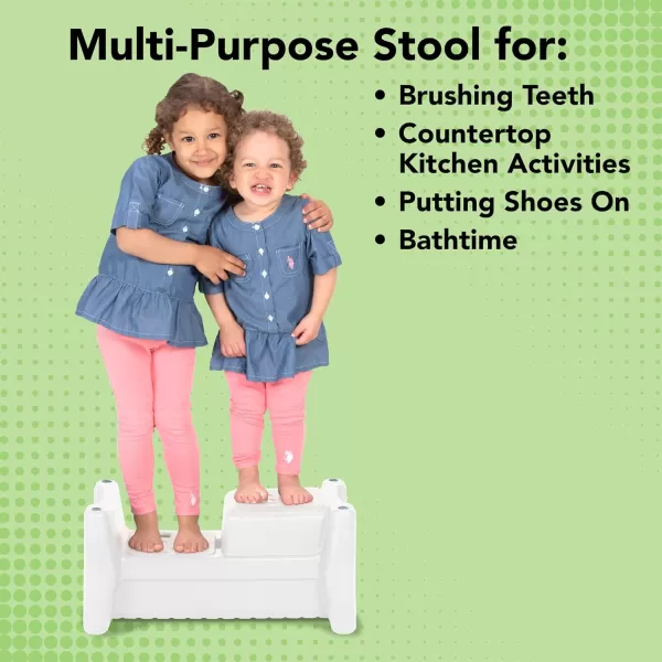 Simplay3 Sibling Step Stool Lightweight and NonSlip Step Stool for Kids MultiLevel Height GrayWhite