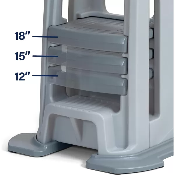 Simplay3 Toddler Tower Childrens Step Stool and Base with Three Adjustable Heights Toddler Stool GrayBase Gray