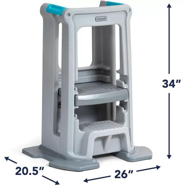 Simplay3 Toddler Tower Childrens Step Stool and Base with Three Adjustable Heights Toddler Stool GrayBase Gray