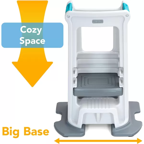 Simplay3 Toddler Tower Childrens Step Stool and Base with Three Adjustable Heights Toddler Stool GrayBase White