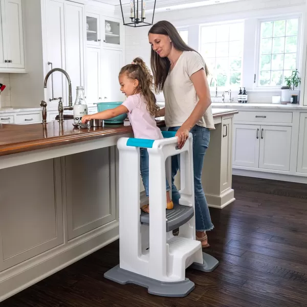 Simplay3 Toddler Tower Childrens Step Stool and Base with Three Adjustable Heights Toddler Stool GrayBase White