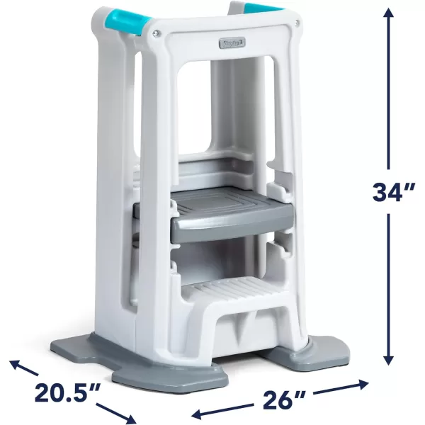 Simplay3 Toddler Tower Childrens Step Stool and Base with Three Adjustable Heights Toddler Stool GrayBase White