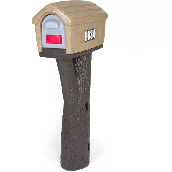 Simplay3 Classic Plastic Residential Mailbox amp Post Mount Combo Kit with 2 Access Doors  Light GrayDark GrayCabin Sand Stone