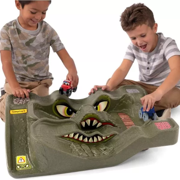 Simplay3 Monster City Extreme Wheels Monster Truck and Car Race Track Table  Red or Green Portable 2 Sided Kids Play Table with 2 Monster Race Trucks  Made in USAMonster Green