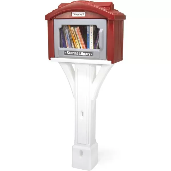 Simplay3 Sharing Library for Outdoor Use Little Sharing Library for Neighborhoods Parks and Schools  Brown Made in USAWhite