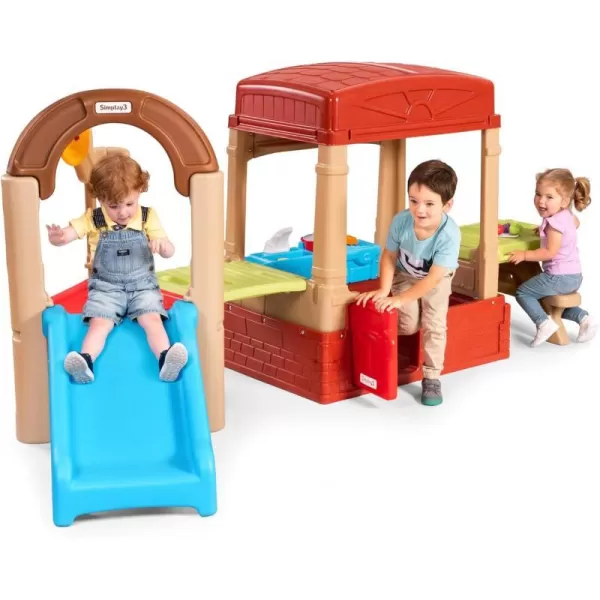 Simplay3 Sunny Day Indoor or Outdoor Cottage Picnic Playhouse for Toddlers and Young Children with Kitchenette and Picnic TableMini Modular