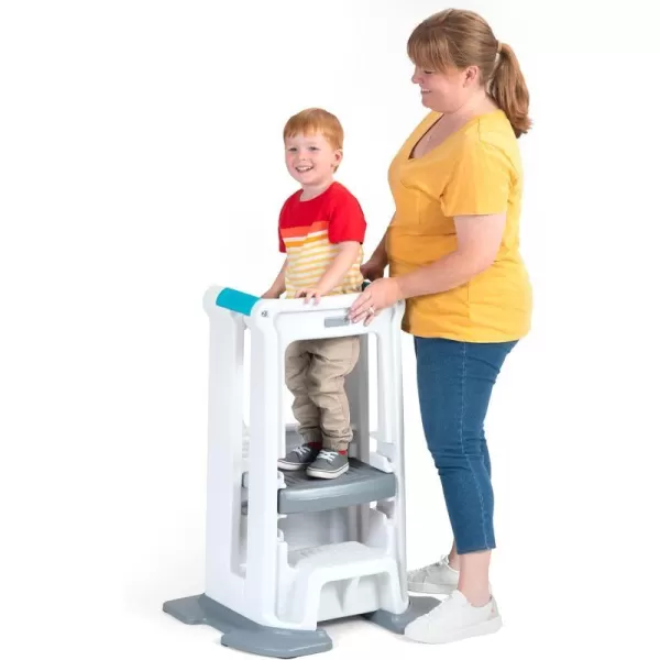 Simplay3 Toddler Tower Childrens Step Stool and Base with Three Adjustable Heights Toddler Stool GrayBase White