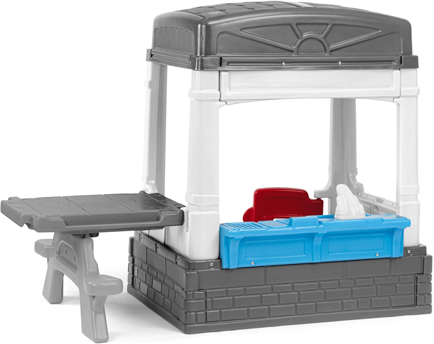 Simplay3 Sunny Day Indoor or Outdoor Cottage Picnic Playhouse for Toddlers and Young Children with Kitchenette and Picnic TableGray