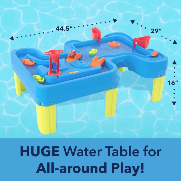 Simplay3 Big River and Roads Water Play Table Outdoor Activity Table with Track Toys for Toddlers and Kids 9 Accessories Included Made in USA