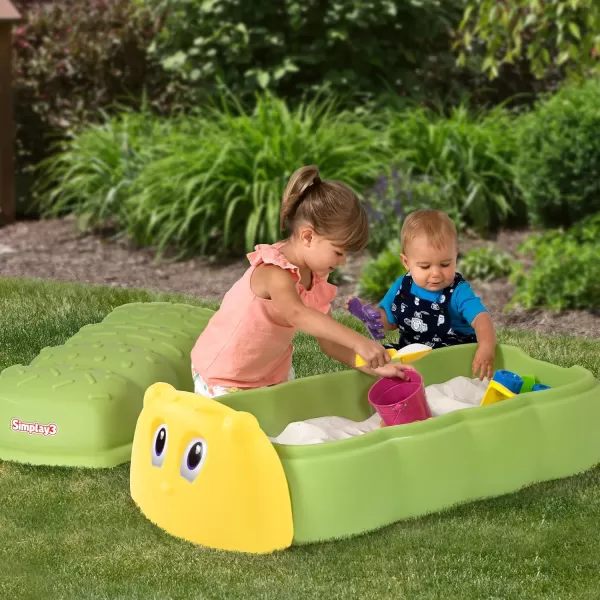 Simplay3 Caterpillar Sandbox with Lid Kids Plastic Sandbox with Lid for Outdoor Play and Indoor Sensory Play Made in USA