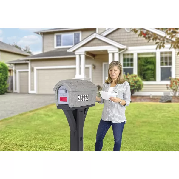 Simplay3 Classic Home Plastic Residential Mailbox ampamp Post Mount Combo Kit with 2 Access Doors  Stone GrayBlack Made in USAStone GrayBlack