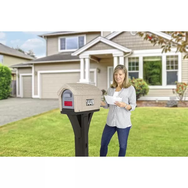 Simplay3 Classic Home Plastic Residential Mailbox ampamp Post Mount Combo Kit with 2 Access Doors  Stone GrayBlack Made in USAWashed Stone Espresso Brown