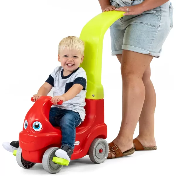 Simplay3 ConvertaCoupe Push Along Riding Car for Toddlers and Kids Ages 25 Years Red and Lime Yellow Parent Push Car Converts to Toddler RideOn Car