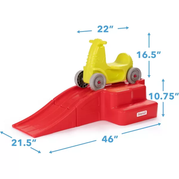 Simplay3 Deluxe Race and Ride Kids Downhill Roller Coaster and Racetrack with Cars IndoorOutdoor Rideon Toy includes Two Toy Race Cars and Amusement Park Decals Ages 25 Years Made in The USARed