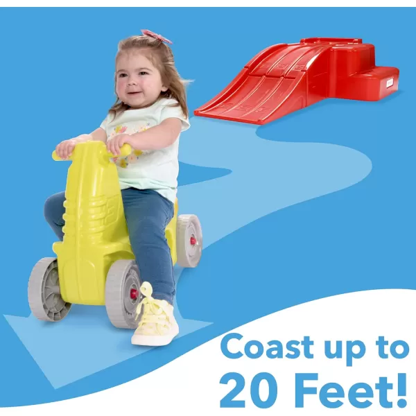Simplay3 Deluxe Race and Ride Kids Downhill Roller Coaster and Racetrack with Cars IndoorOutdoor Rideon Toy includes Two Toy Race Cars and Amusement Park Decals Ages 25 Years Made in The USARed