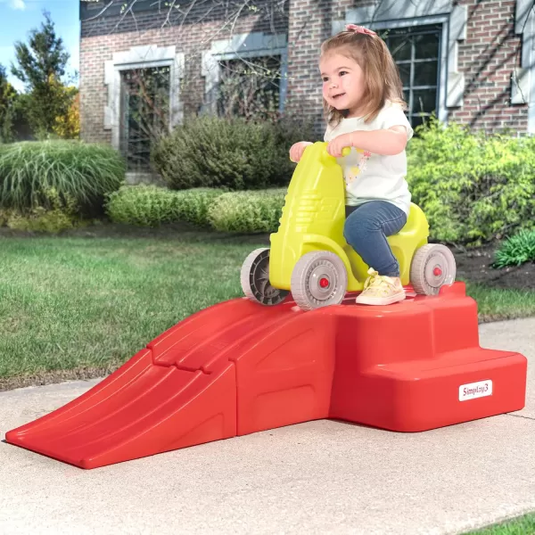 Simplay3 Deluxe Race and Ride Kids Downhill Roller Coaster and Racetrack with Cars IndoorOutdoor Rideon Toy includes Two Toy Race Cars and Amusement Park Decals Ages 25 Years Made in The USARed