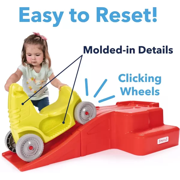 Simplay3 Deluxe Race and Ride Kids Downhill Roller Coaster and Racetrack with Cars IndoorOutdoor Rideon Toy includes Two Toy Race Cars and Amusement Park Decals Ages 25 Years Made in The USARed