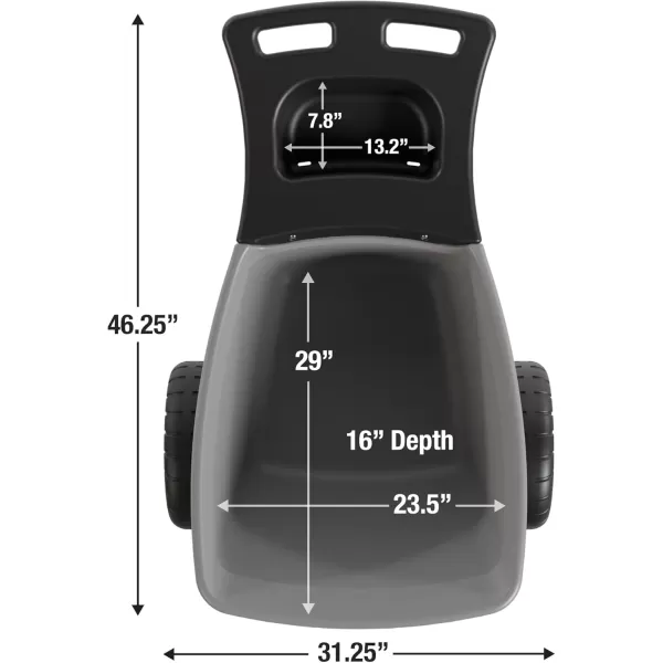 Simplay3 Easy Haul Wheelbarrow with Garden Tool Storage Tray Durable HeavyDuty Plastic Wheelbarrow with Large Easy Turn Wheels  Green Made in USAGray