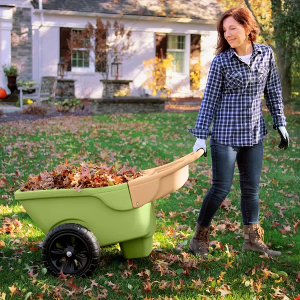 Simplay3 Easy Haul Wheelbarrow with Garden Tool Storage Tray Durable HeavyDuty Plastic Wheelbarrow with Large Easy Turn Wheels  Green Made in USAGreen