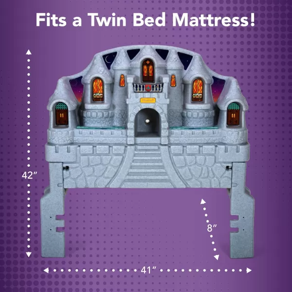 Simplay3 Imagination Castle Headboard Twin Size Plastic Castle Bed headboard for Toddlers Kids and Girls with Princess Toy Play Storage Area Gray ampamp Pink Made in USA