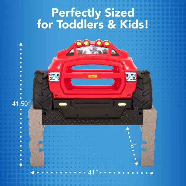 Simplay3 Monster Truck Headboard Twin Size Plastic Car Bed Headboard for Kids Toddlers and Boys with Toy Car Storage  Red Made in USA