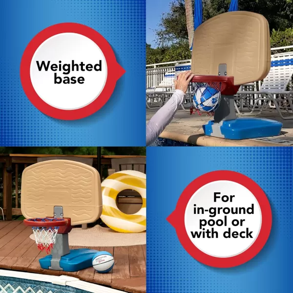 Simplay3 Pooltime Basketball Hoop Game Set for Swimming Pools Includes Ball Pump and Net Blue Ages 8 Made in The USATan