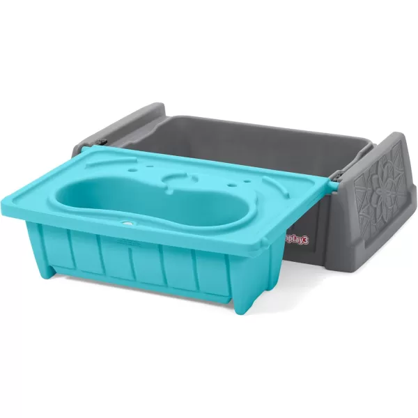 Simplay3 Sand and Water Kids Bench 2in1 Sand and Water Table with Outdoor Storage Bench TanGrayAqua