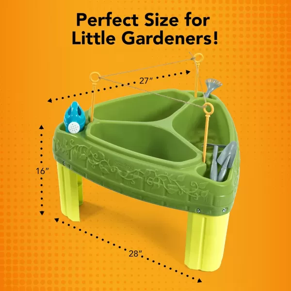 Simplay3 Seed to Sprout Raised Garden Planter Kids Outdoor Garden Kit with Garden Tools for Growing Flowers or Vegetables Green Made in USA