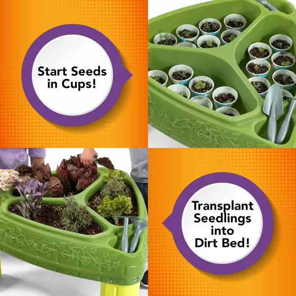 Simplay3 Seed to Sprout Raised Garden Planter Kids Outdoor Garden Kit with Garden Tools for Growing Flowers or Vegetables Green Made in USA