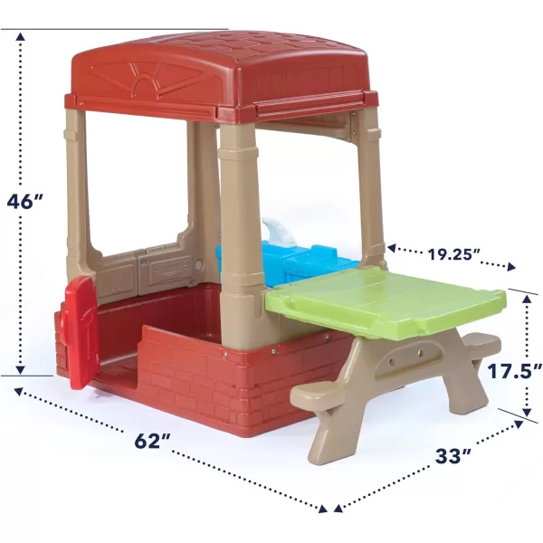 Simplay3 Sunny Day Indoor or Outdoor Cottage Picnic Playhouse for Toddlers and Young Children with Kitchenette and Picnic TableRed