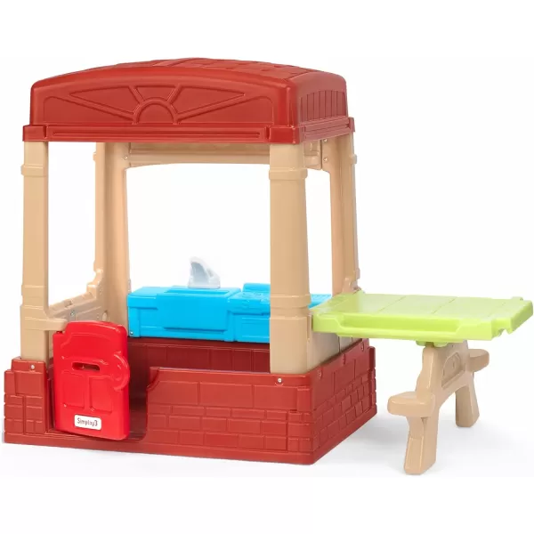 Simplay3 Sunny Day Indoor or Outdoor Cottage Picnic Playhouse for Toddlers and Young Children with Kitchenette and Picnic TableRed