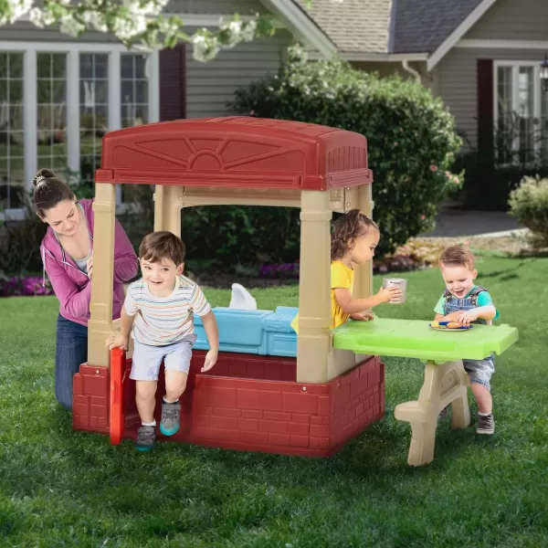 Simplay3 Sunny Day Indoor or Outdoor Cottage Picnic Playhouse for Toddlers and Young Children with Kitchenette and Picnic TableRed