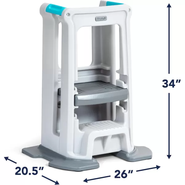 Simplay3 Toddler Tower Montessori Standing Kitchen Step Stool with Sturdy Stabilizing Base and Adjustable Platform 205quot D x 26quot W x 345quot H Ages 18 Months to 5 Years WhiteWhite