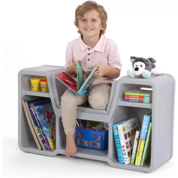 Simplay3 Cozy Cubby Book Nook  Kids Bookshelf and Storage with Builtin Reading Seat Fully Assembled Made in USA