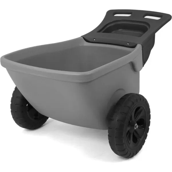 Simplay3 Easy Haul Wheelbarrow with Garden Tool Storage Tray Durable HeavyDuty Plastic Wheelbarrow with Large Easy Turn Wheels  Green Made in USAGray