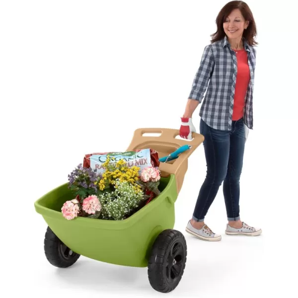 Simplay3 Easy Haul Wheelbarrow with Garden Tool Storage Tray Durable HeavyDuty Plastic Wheelbarrow with Large Easy Turn Wheels  Green Made in USAGreen