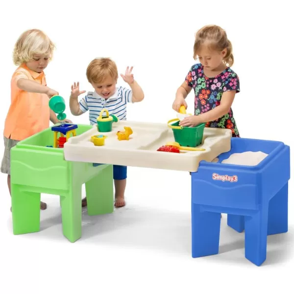 Simplay3 InandOut Sand and Water Sensory Activity Table for Toddlers Kids AllPurpose Table with Lid and BuiltIn Storage Blue and Green