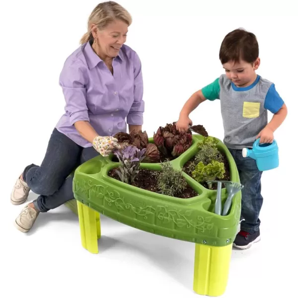 Simplay3 Seed to Sprout Raised Garden Planter Kids Outdoor Garden Kit with Garden Tools for Growing Flowers or Vegetables Green Made in USA