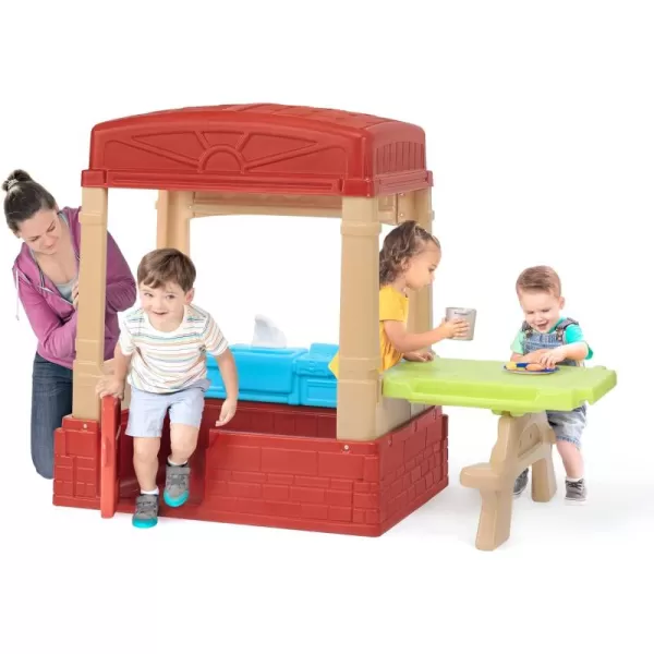 Simplay3 Sunny Day Indoor or Outdoor Cottage Picnic Playhouse for Toddlers and Young Children with Kitchenette and Picnic TableRed