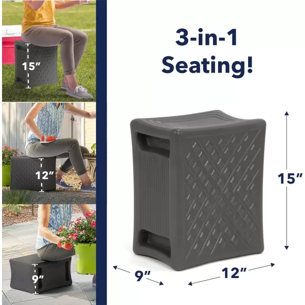 Simplay3 Handy Home 3Level Heavy Duty WorkGarden Seat  12quot x 15quot x 9quot  Gray Made in USAGrey